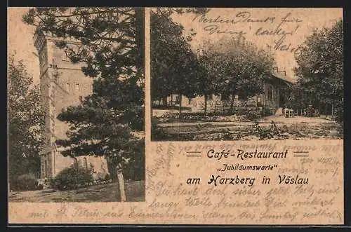 AK Vöslau, Cafe Restaurant Jubiläumswarte am Harzberg