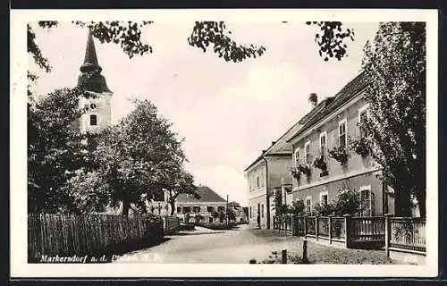 AK Markersdorf a. d. Pielach, Strassenansicht mit Blick auf die Kirche