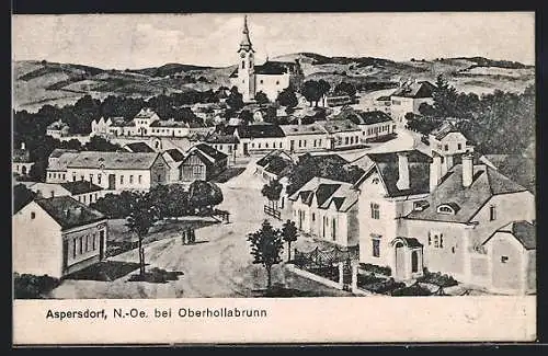 AK Aspersdorf /N.-Oe., Ortsansicht mit Blick zur Kirche