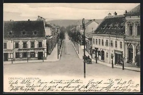 AK Oberhollabrunn, Der Hauptplatz und die Bahnstrasse