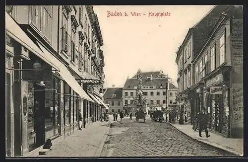 AK Baden b. Wien, Leihbibliothek C. Zweimüller am Hauptplatz