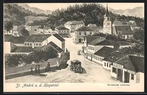 AK St. Andrä a. d. Hagental, Ortsansicht mit der Kirche
