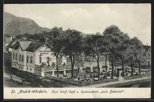 AK St. Andrä-Wördern, Café-Restaurant Zum Bahnhof, Inh. Karl Weiss