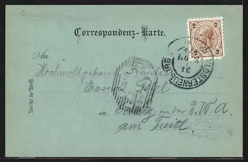 Lithographie Klosterneuburg, Ortsansicht mit Stiftskeller