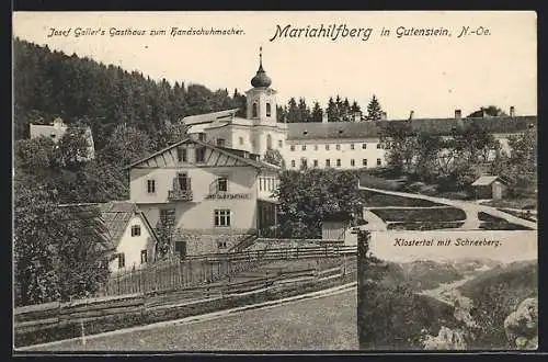 AK Gutenstein, Gasthaus Zum Handschuhmacher von Josef Galler, Kloster am Mariahilfberg