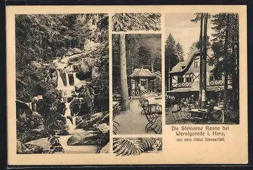AK Wernigerode / Harz, Hotel Wasserfall, Steinerne Renne