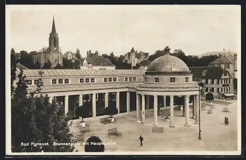 AK Bad Pyrmont, Brunnenplatz mit der Hauptquelle