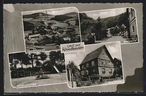 AK Krauthausen / Werra, Gesamtansicht, Dorfpartie, Kinderspielplatz, Dorfpartie