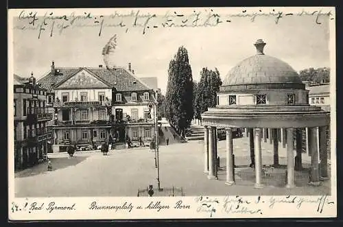 AK Bad Pyrmont, Brunnenplatz und hilligen Born