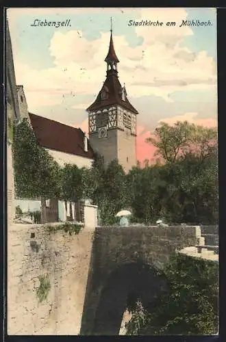 AK Bad Liebenzell, Stadtkirche am Mühlbach