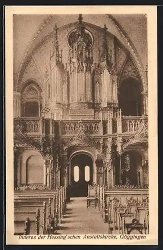 AK Göggingen, Inneres mit Orgel in der Hessing'schen Anstaltskirche