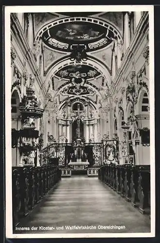 AK Oberelchingen, Inneres der Kloster- und Wallfahrtskirche