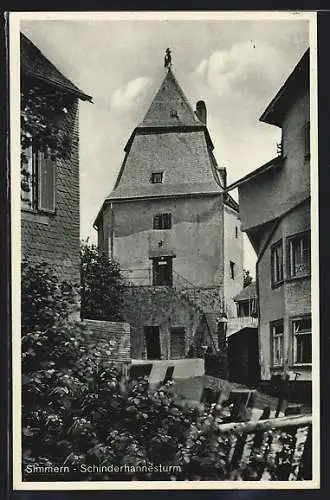 AK Simmern / Hunsrück, Blick zum Schinderhannesturm