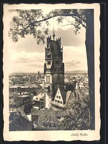 AK Freiburg / Breisgau, Blick auf den Uhrturm