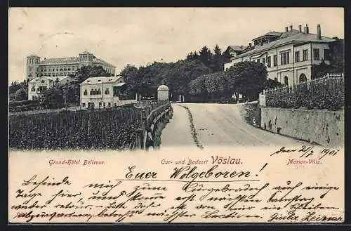 AK Vöslau, Das Grand-Hotel Bellevue und die Marien-Villa