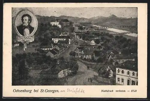 AK Ochsenburg bei St. Georgen, Teilansicht mit Strassenpartie, Franz Schubert