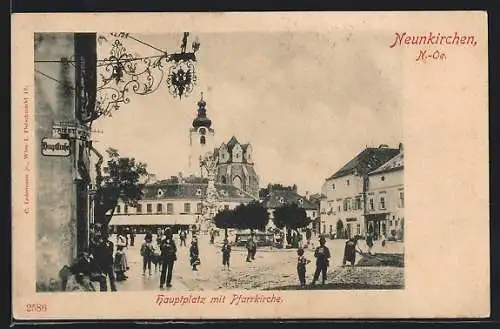 AK Neunkirchen, Hauptplatz mit Pfarrkirche
