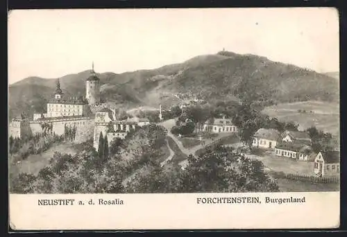 Künstler-AK Forchtenstein, Blick auf Neustift an der Rosalia