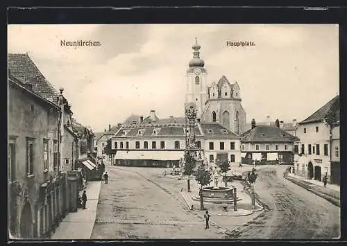 AK Neunkirchen, Hauptplatz mit Brunnen