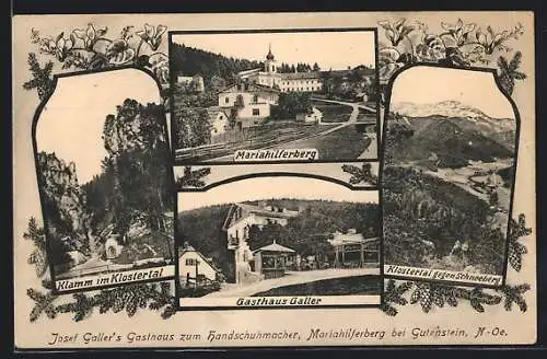 AK Gutenstein, Mariahilferberg, Klamm im Klostertal, Blick gegen Schneeberg