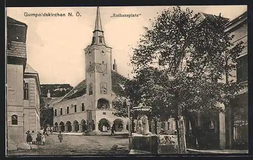 AK Gumpoldskirchen, Rathausplatz mit Rathaus