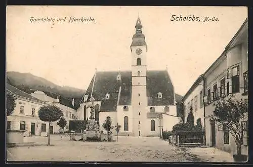 AK Scheibbs, Hauptplatz und Pfarrkirche
