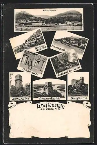 AK Greifenstein a. d. Donau, Panorama, Donau-Ansicht, Burgruine