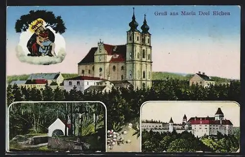 AK Mold, Maria Dreieichen, Wallfahrtskirche, Kapelle, Ortspartie