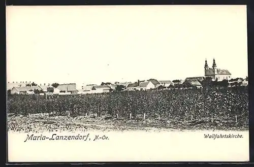 AK Maria-Lanzendorf, Ortsansicht mit Wallfahrtskirche