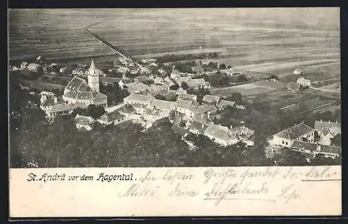 AK St. Andrä vor dem Hagenthale, Ortsansicht aus der Vogelschau