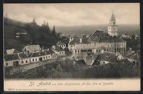 AK St. Andrä vor dem Hagenthale, Ortsansicht aus der Vogelschau