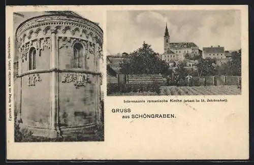 AK Grabern, Schöngrabern, Interessante romanische Kirche