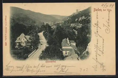 AK Helenenthal, Ortsansicht aus der Vogelschau mit Strassenpartie