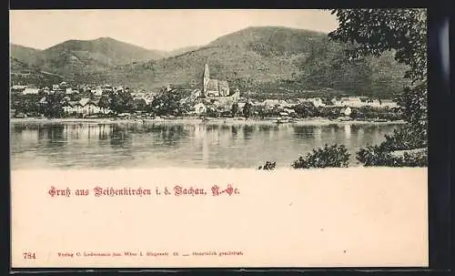 AK Weissenkirchen i. d. Wachau, Ortsansicht vom Wasser aus