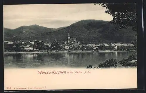 AK Weissenkirchen in der Wachau, Ortsansicht hinter der Donau