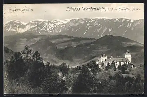 AK Wartenstein, Blick auf das Schloss mit Raxalpe