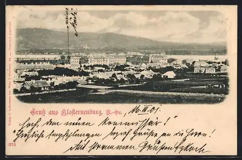 AK Klosterneuburg, Panorama mit Ortsansicht und Bergen