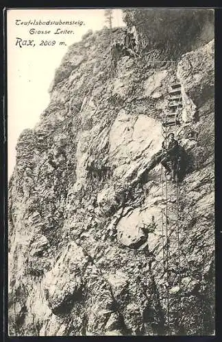 AK Bergsteiger auf der Leiter am Teufelsbadstubensteig an der Raxalpe
