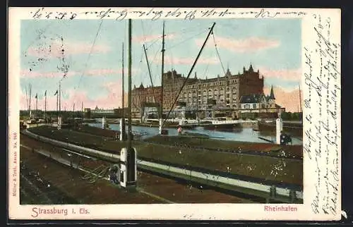 AK Strassburg i. Els., am Rheinhafen