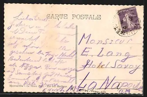 AK Marseille, Vue générale du Vieux-Port