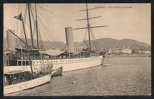 AK Cannes, Port d`Embarquement, Dampfer am Hafen