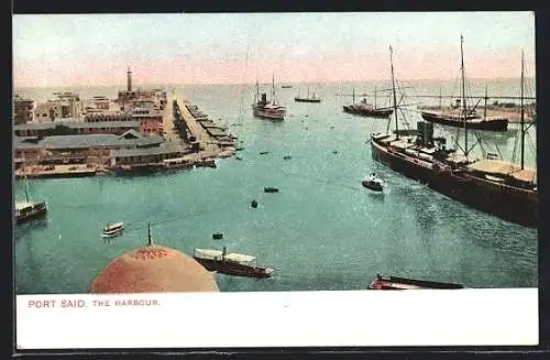 AK Port Said, Partie am Hafen mit Schiffen