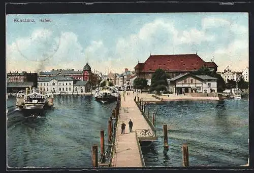 AK Konstanz, Hafenpartie mit Seebrücke