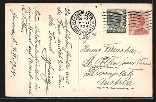 AK Genova, Panorama da Villa Rosazza, Hafen