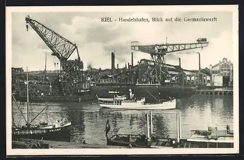 AK Kiel, Handelshafen, Blick auf die Germaniawerft