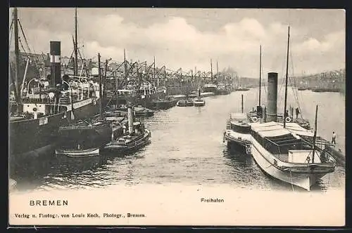 AK Bremen, Dampfer am Freihafen