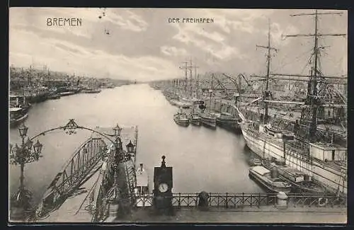 AK Bremen, Blick auf den Freihafen