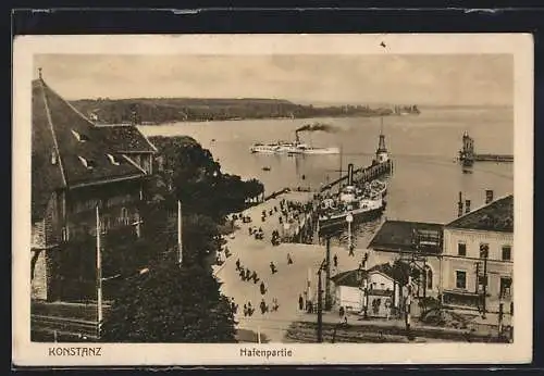 AK Konstanz, Hafenpartie mit Dampfer