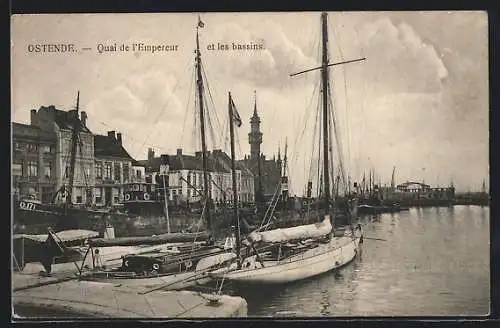 AK Ostende, Quai de l'Empereur et les bassins