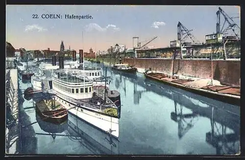 AK Köln, Hafenpartie mit Schiffen